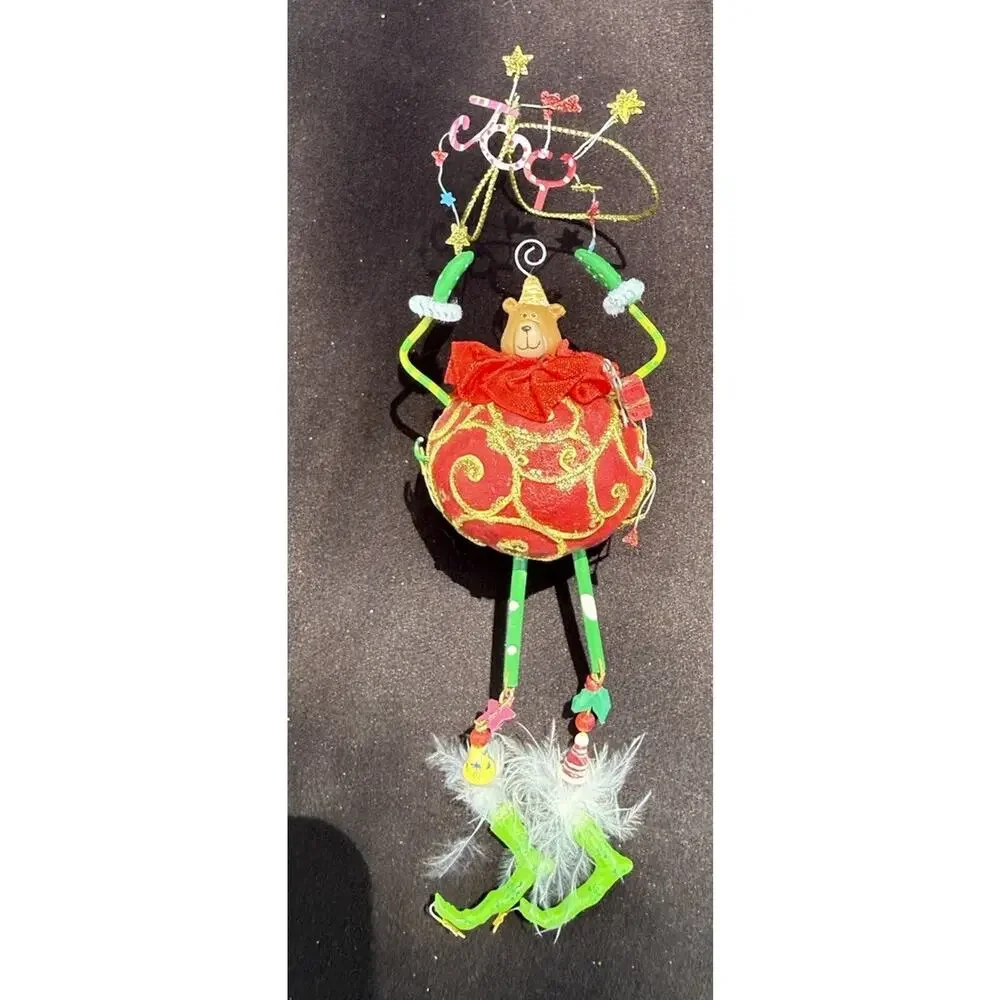 Vintage Katherines Collection Dangle Leg Joy Bear Christmas Ornament Rare! -K2